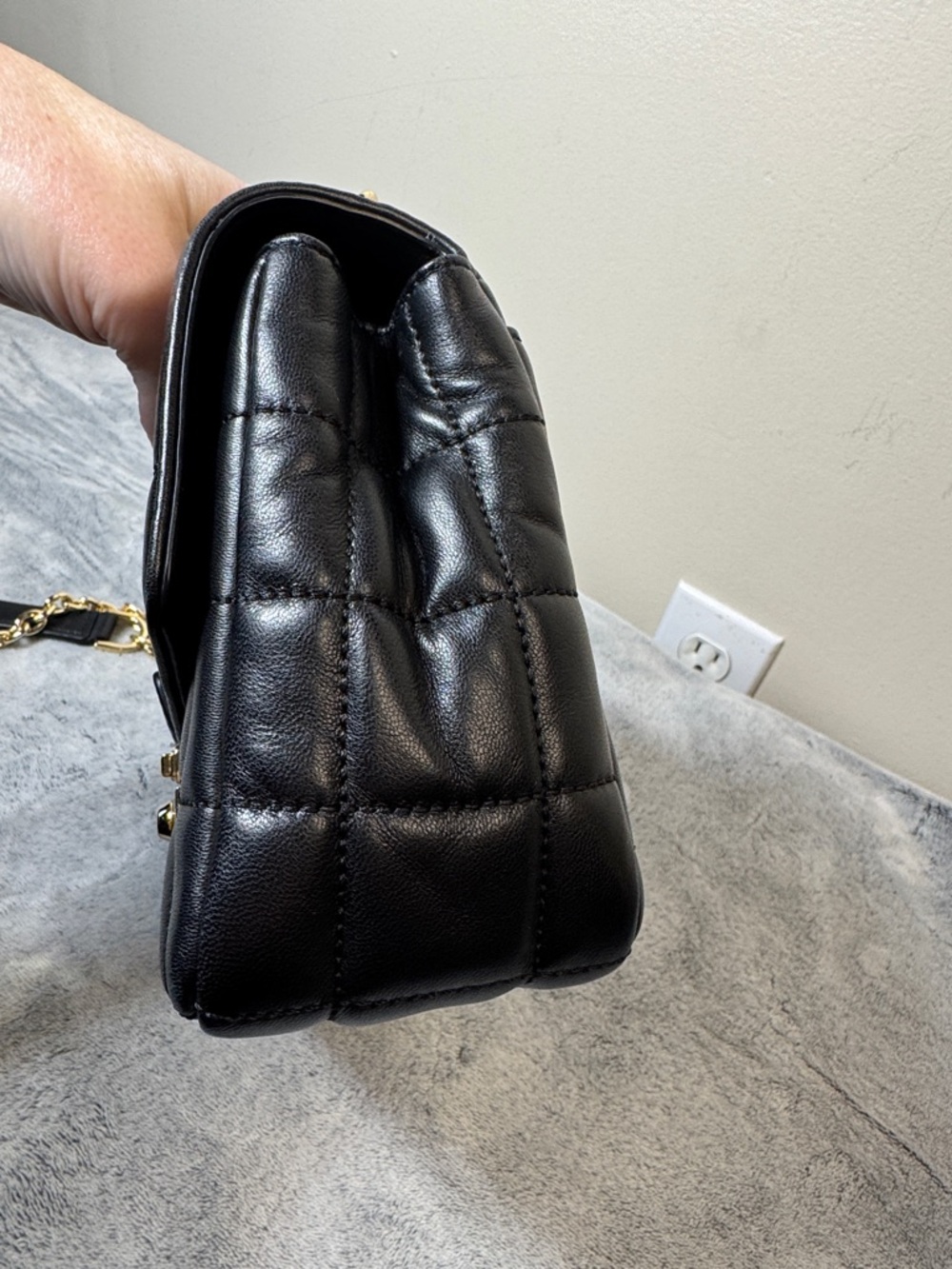MICHAEL Michael Kors SoHo Large Quilted Leather Shoulder Bag - Black & Gold - Picture 9 of 16